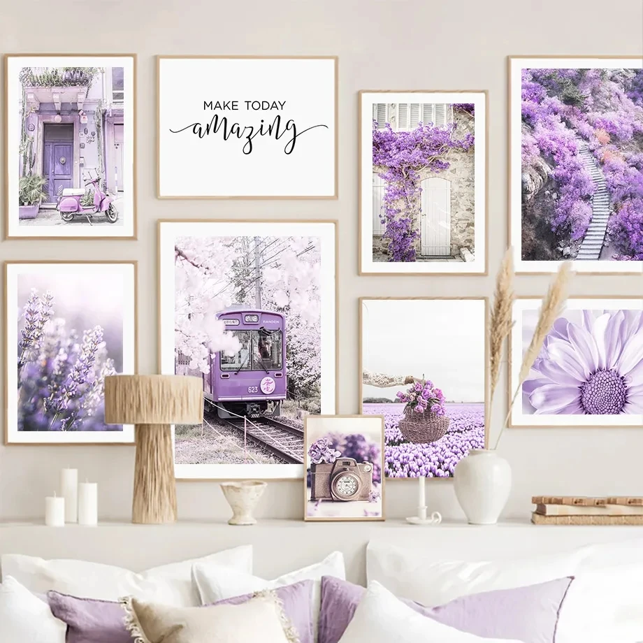 Lavender Oil - Purple Flower Landscape Picture House Train