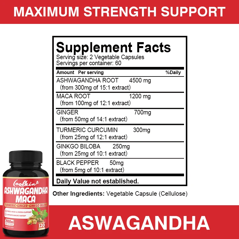 Ashwagandha and Maca Capsules  - đánh giá và giá Ginger Tea