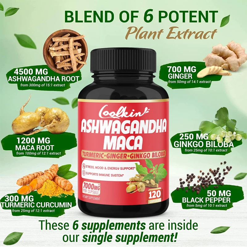 Ashwagandha and Maca Capsules  - đánh giá và giá Ginger Tea
